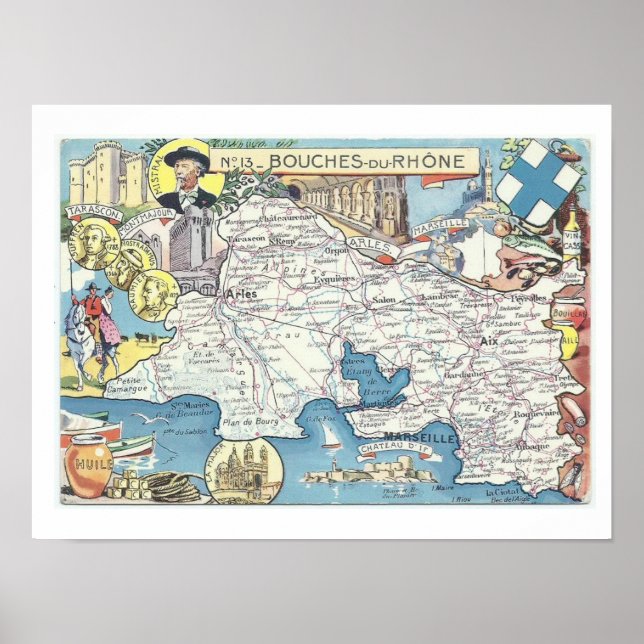 Mapa antiguo de Provenza Francia Impresión (Frente)