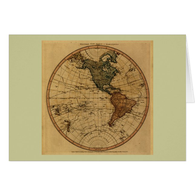 Mapa antiguo del hemisferio occidental de (Anverso (Horizontal))