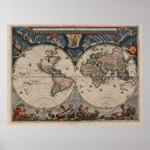 Mapa Antiguo del Mundo: Arte de Cartografía Histór
