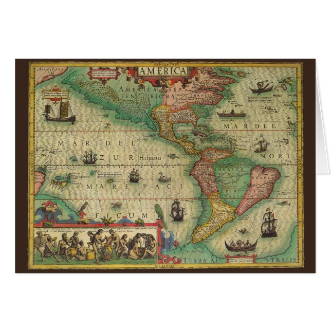 Mapa Antiguo del Mundo de las Américas, 1606 (Anverso (Horizontal))