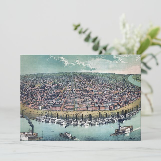 Mapa Antiguo Saint Louis Missouri Río Mississippi (Anverso de pie)