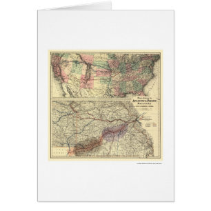 Mapa atlántico y pacífico 1873 del ferrocarril