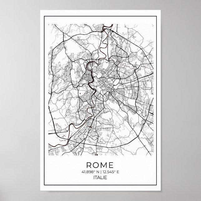 Mapa Blanco de Roma - Decoración del Hogar Mapa Bl (Frente)