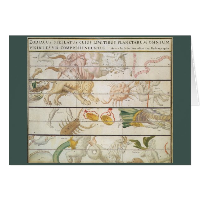 Mapa celeste vintage, astronomía de John Seller (Anverso (Horizontal))