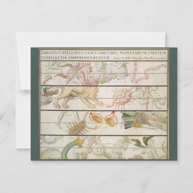 Mapa celeste vintage, astronomía de John Seller (Anverso)