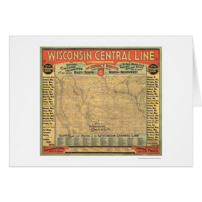 Mapa central 1882 del ferrocarril de Wisconsin (Anverso (Horizontal))