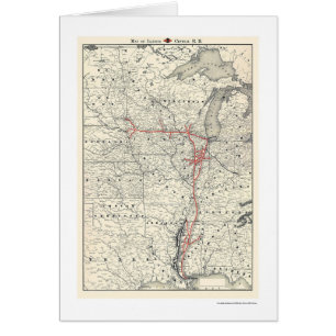 Mapa central 1892 del ferrocarril de Illinois