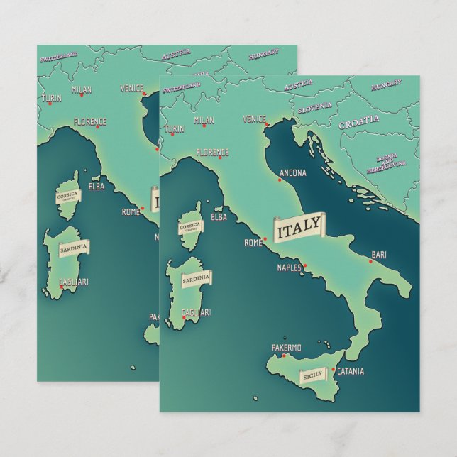 Mapa Clásico De Italia (Anverso / Reverso)