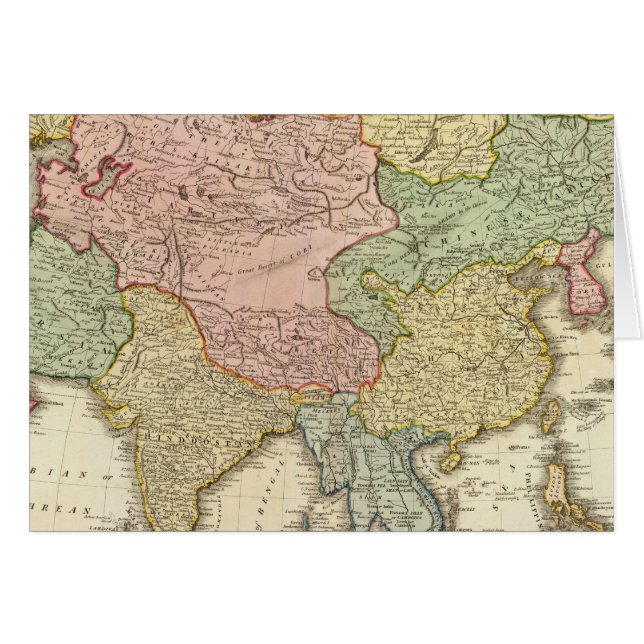 Mapa coloreado a mano de Asia (Anverso (Horizontal))