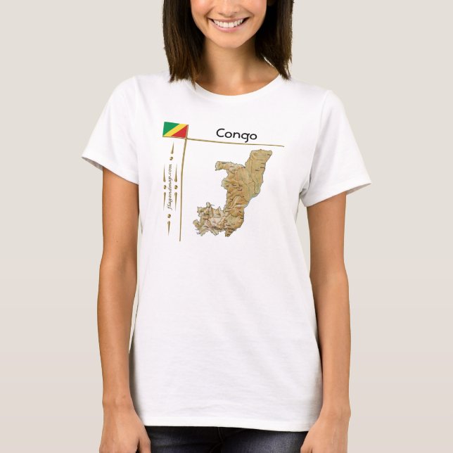 Mapa Congo-Brazzaville + bandera + camiseta con tí (Anverso)
