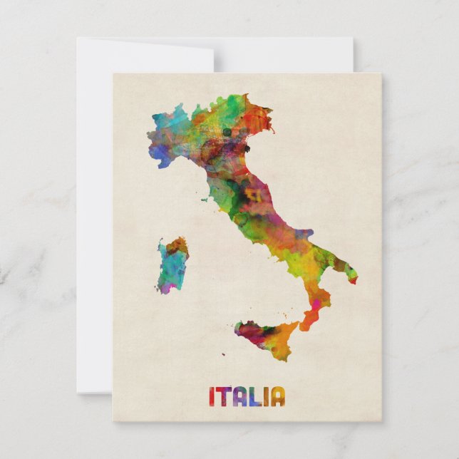 Mapa de acuarela de Italia, Italia (Anverso)