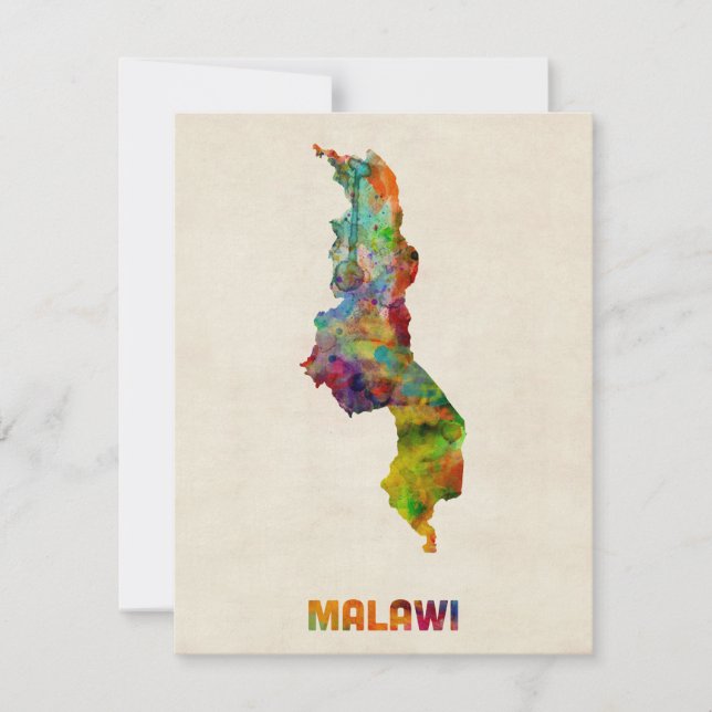 Mapa de acuarela de Malawi (Anverso)