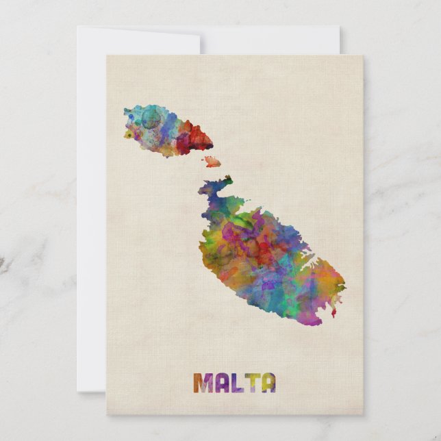 Mapa de acuarela de Malta (Anverso)