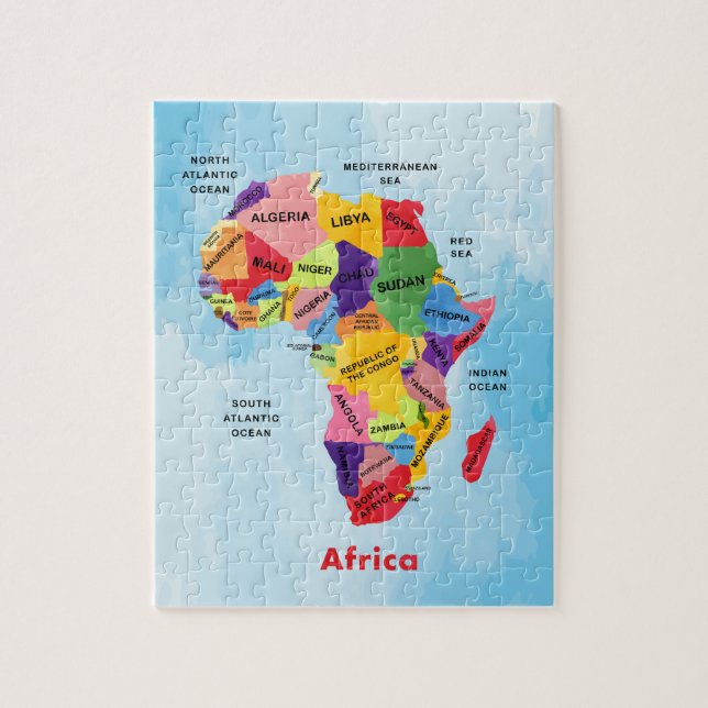 Mapa de África acuarela arte rompecabezas (Vertical)