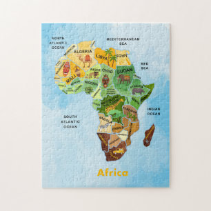 Mapa de África acuarela arte rompecabezas