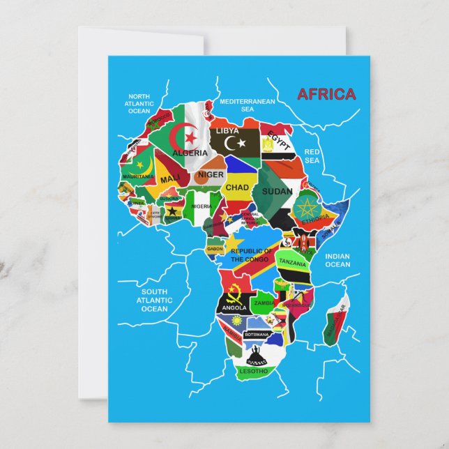 Mapa de África con tarjeta de bandera (Anverso)