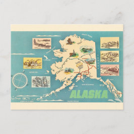 Mapa de Alaska Tarjeta Postal Retro