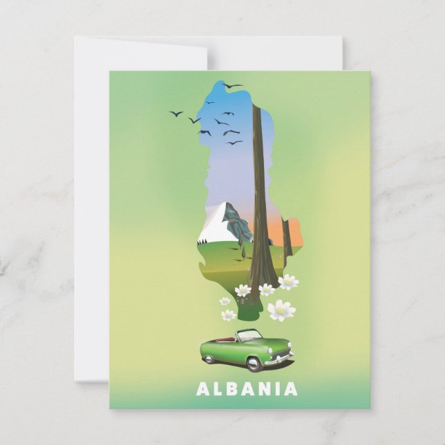 Mapa de Albania Afiche de viaje ilustrado (Anverso)