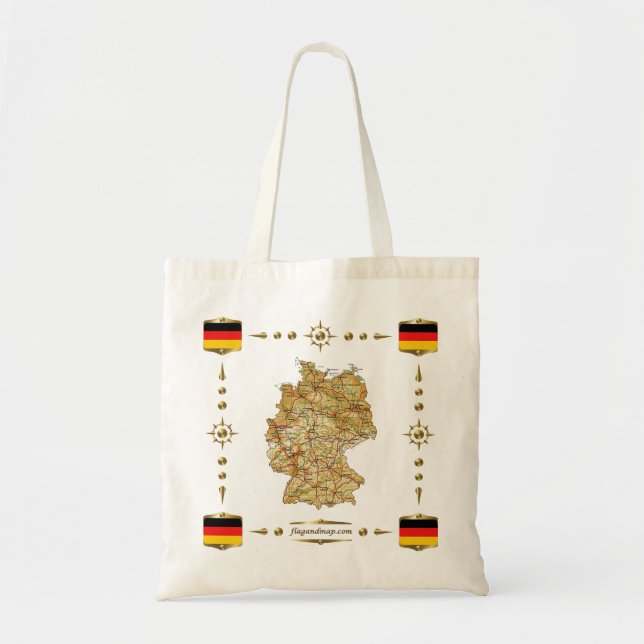 Mapa de Alemania + Bolso de las banderas (Frente)