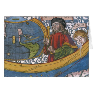 Mapa de América con el explorador Amerigo Vespucci