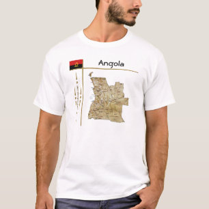 Mapa de Angola + bandera + camiseta de título