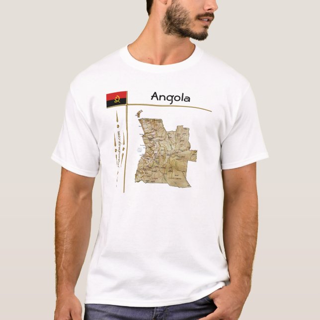 Mapa de Angola + bandera + camiseta de título (Anverso)
