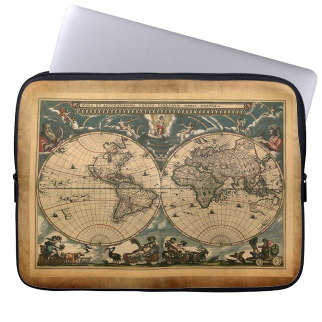 Mapa de Antiguo Mundo Viejo Funda para Portátiles  (Frente)