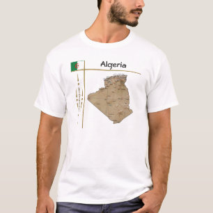 Mapa de Argelia + bandera + título camiseta