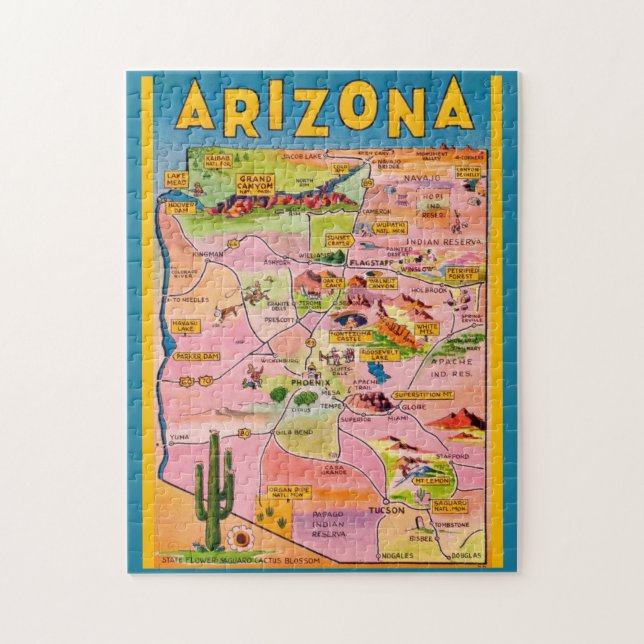 Mapa de Arizona 11x14 rompecabezas (Vertical)