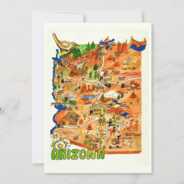 Mapa de Arizona Ilustrado Coloridamente en Tarjeta