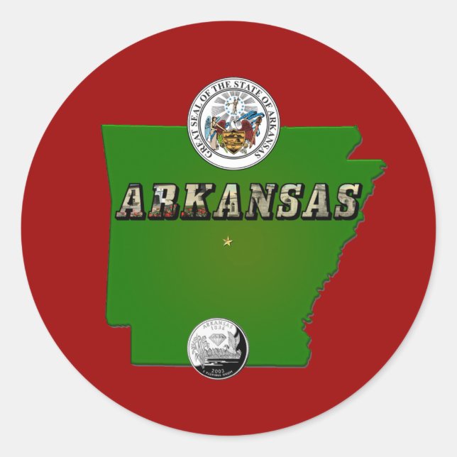 Mapa de Arkansas, Sello y Barrio Faux Estatal (Anverso)