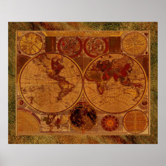 Mapa de arte de 1780 con efecto de cuero