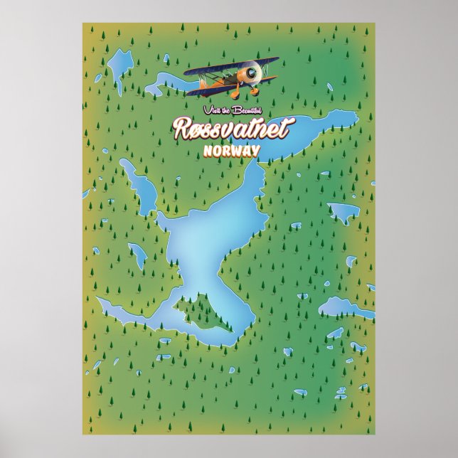 Mapa de arte del lago de Noruega Røssvatnet. (Frente)