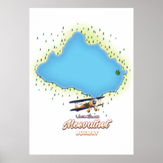 Mapa de arte del lago Mosvatnet en Noruega.