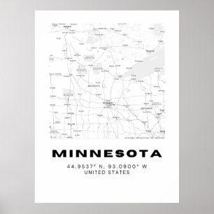 Mapa de arte minimalista de Minnesota - Blanco y n