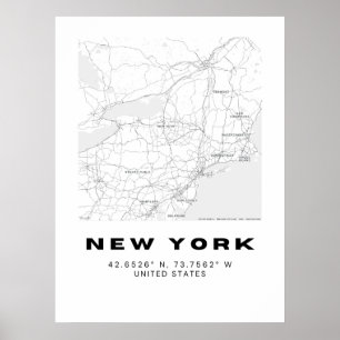 Mapa de arte minimalista de Nueva York - Blanco y 