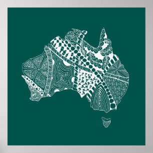 Mapa de arte original de Australia - Elige tu colo