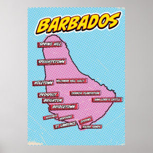 Mapa de Arte Pop ilustrado de Barbados