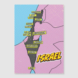 Mapa de arte pop ilustrado de Israel