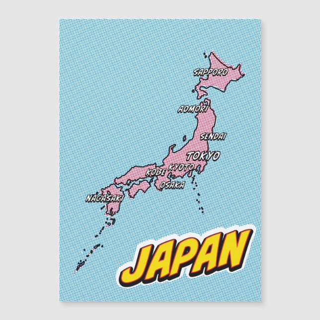 Mapa de Arte Pop ilustrado de Japón (Anverso)