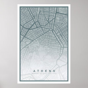 Mapa de Atenas Impresión 8 COLORES DISPONIBLES Ciu