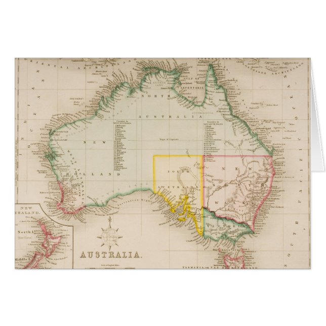 Mapa de Australia y de Nueva Zelanda (Anverso (Horizontal))