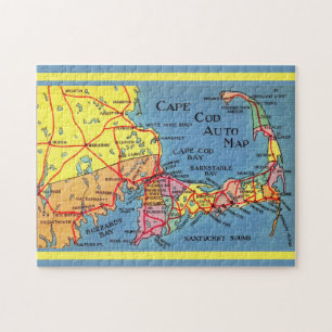 Mapa de Automóvil de Cape Cod 11x14 Rompecabezas
