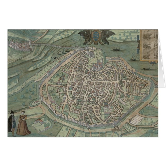 Mapa de Aviñón, de "Civitates Orbis Terrarum" (Anverso (Horizontal))
