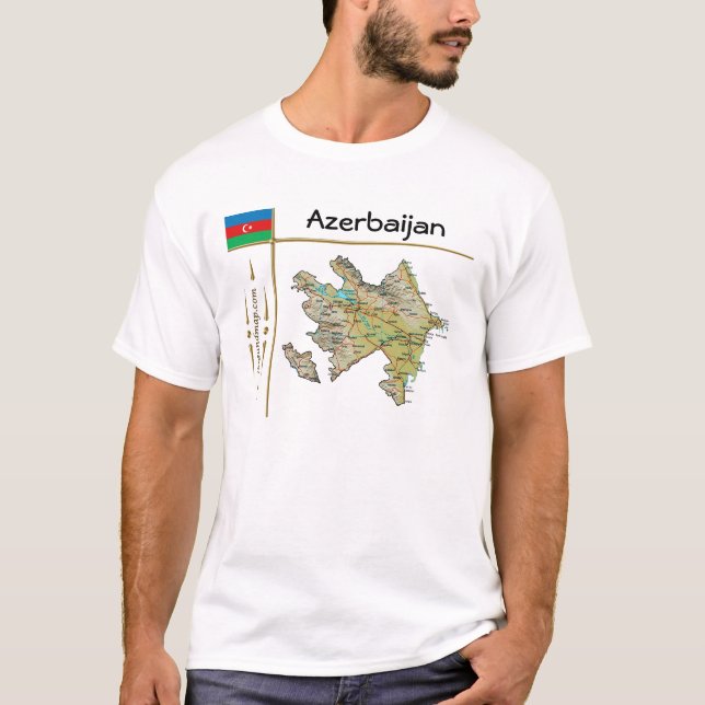 Mapa de Azerbaiyán + Bandera + Cargo camiseta (Anverso)