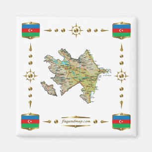 Mapa de Azerbaiyán + Imán de Banderas