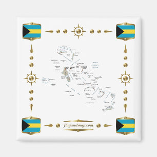 Mapa de Bahamas + imán de banderas
