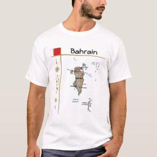 Mapa de Bahréin + bandera + título camiseta