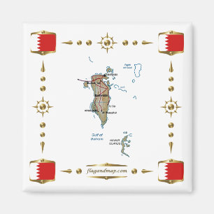 Mapa de Bahréin + imán de banderas