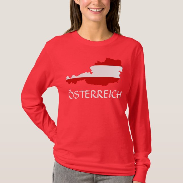 Mapa de bandera de Austria "Österreich" camiseta d (Anverso)
